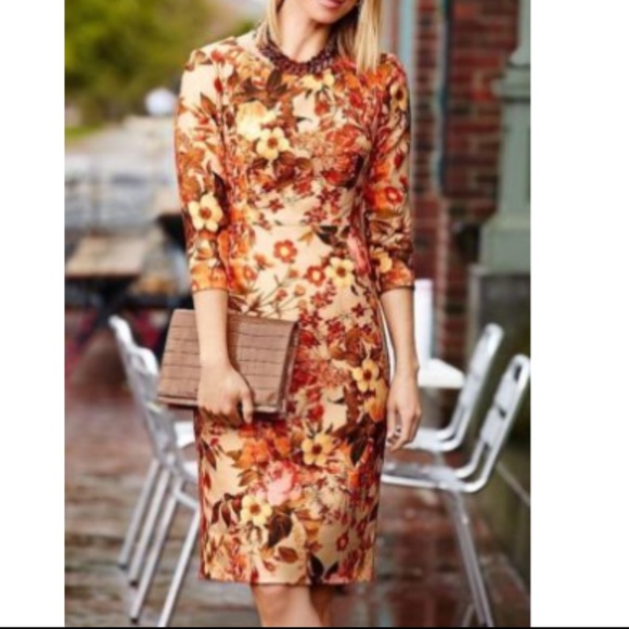 Talbots Dresses & Skirts - Talbots 8 Golden Blossom Floral Sheath Dress 3223